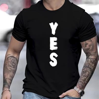 Вертикальная футболка с принтом текста "YES" Brush, дышащая, прохладная, удобная для ношения, повседневная