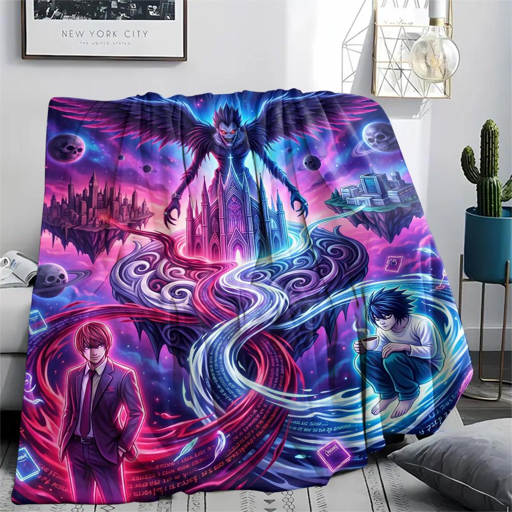 Death Note Print Warm Flannel Blanket Comfortable for Home Bedroom Sofa Outdoor Picnic.-TING