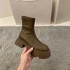 2024 Новые короткие сапоги на платформе и каблуке, женская мода, женские ботильоны с молнией сзади, осень-зима, женская обувь