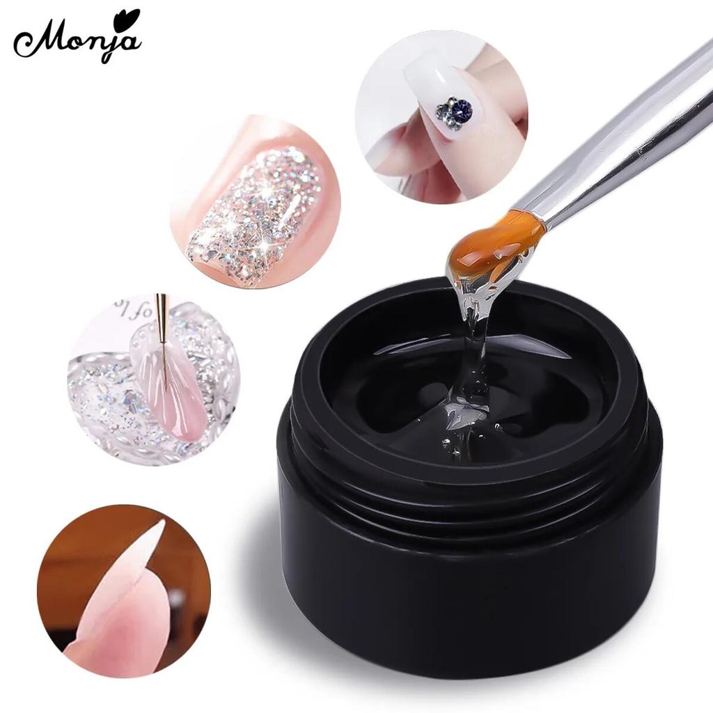 monja 2 шт., 15 г, не протираемое верхнее покрытие, 4 в 1, прочный клей, твердый гель, стразы, клей, армирующий лак, инструмент для дизайна маникюра