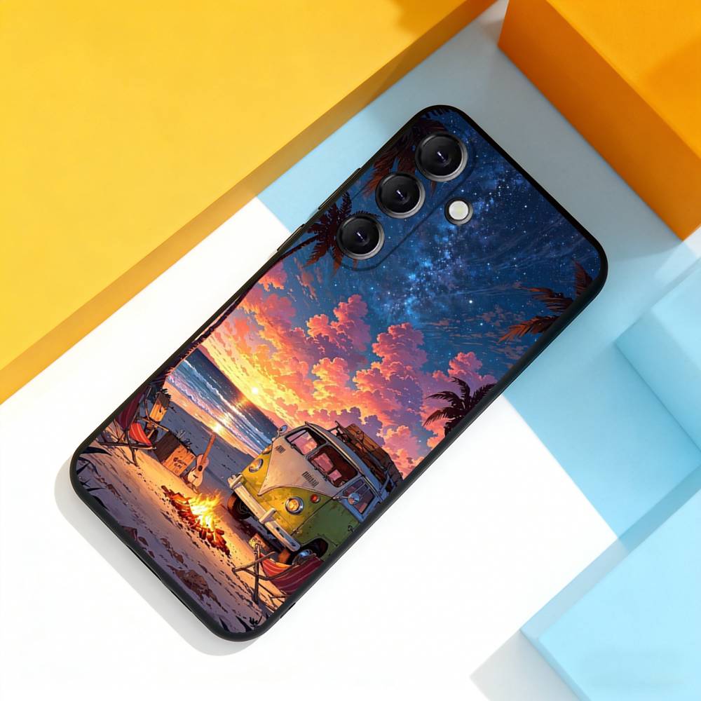 Combi Van Surfs Cool Phone Case For Samsung Galaxy A 73,72,51,53,52,71,22,5G,Note,J7,8,9 Soft Precise Hole Black Cover