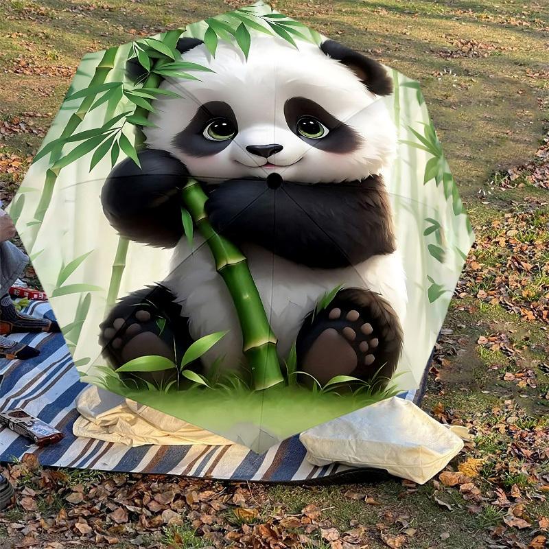 1PC panda bambooAutomatic Open/Close Umbrella with Windproof, 8-Rib Sturdy Canopy, Durable Ribs, Fashionable Design1225A
