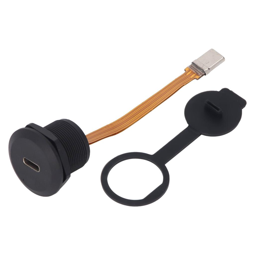 Type C 3.1 Female To Male Panel Mount Adapter 0.1m FPC Cable IP67 Threaded USB C 3.1 Panel Mount