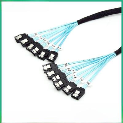 6-контактный MiniSAS на 4 SATA 3.0 кабель передачи данных с оплеткой для жесткого диска компьютера