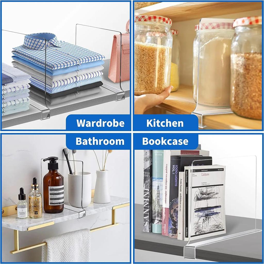 8/6/4/2 шт. Прозрачная полка для шкафа, органайзер для одежды, разделитель для шкафа, книжный шкаф, перегородка