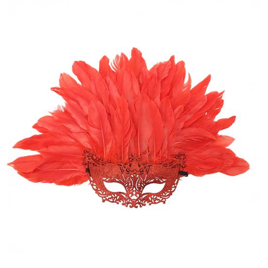 Feather Masquerade Masque for Women Venetian Half Face Masque with Feather Mardi Gras Accessory for Prom Ball Party