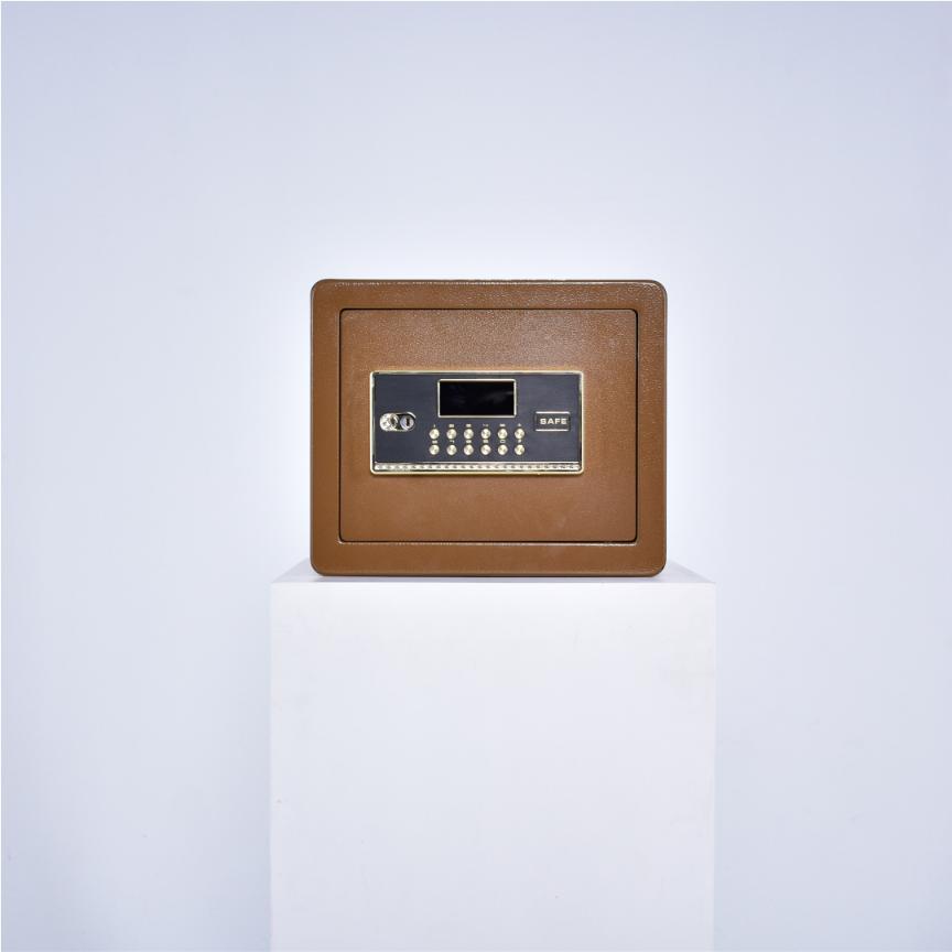 Pancerny domowy sejf z zamkiem elektronicznym i kluczem 30x36x30 cm brązowy
