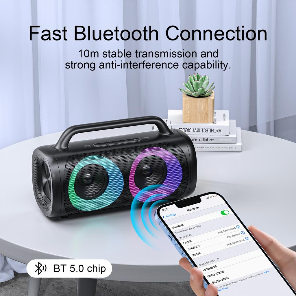 40W Wireless Bluetooth Speaker Outdoor Party Box With RGB Ambient Light Subwoofer Loudspeaker Portable Radio Waterproof Speakers