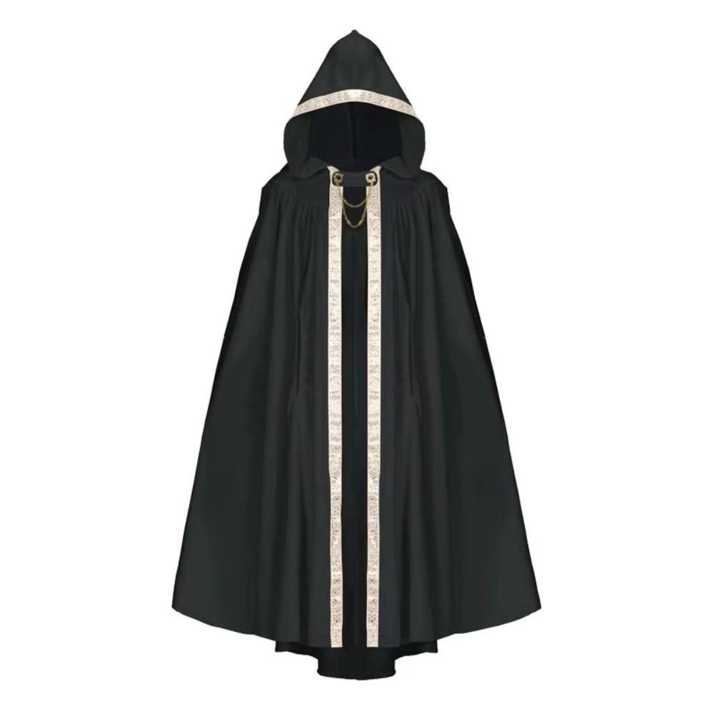 Pastoral Ribbon Edge Medieval Cloak Fantasy Hooded Cape Warrior Cloak Halloween Cloak Adult