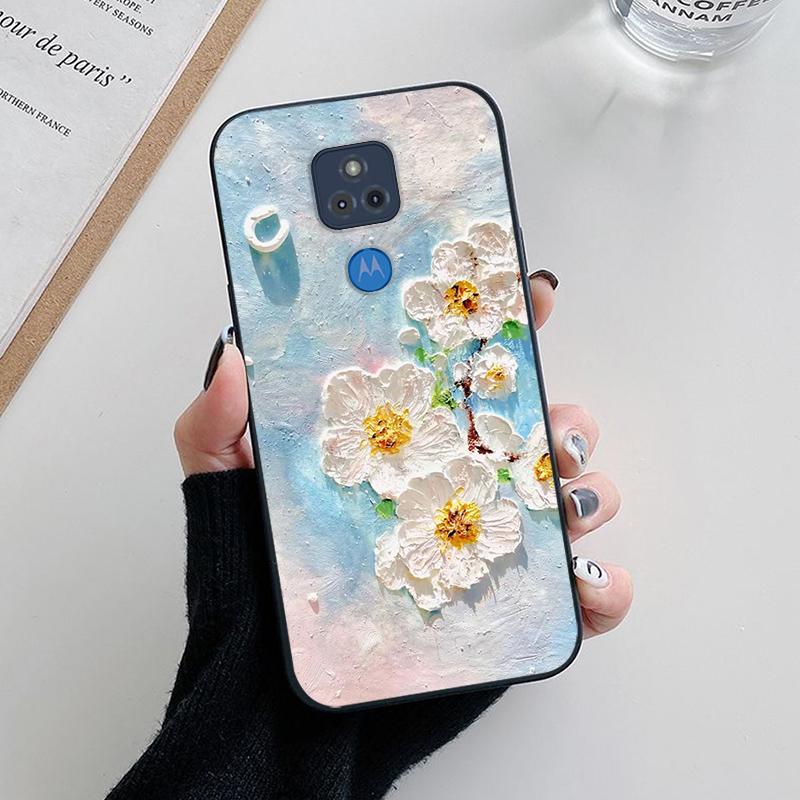 For Moto G Play 2021 Case Flower Painted Silicone Cases For Motorola Moto G Play 2021 Phone Case TPU Cover Protective Fundas