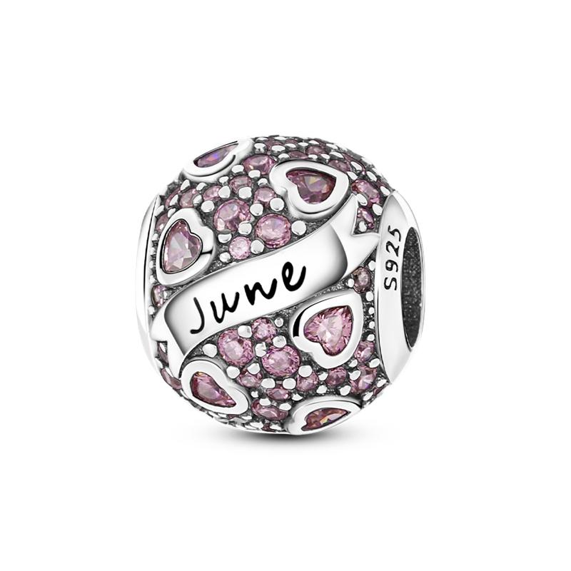 925 Silver Colorful Round CZ Zircon Charm Beads for Bracelet Pendant Jewelry Gift
