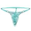 Сексуальное мужское нижнее белье, прозрачное кружевное микро-бикини с цветочным принтом, трусы-стринги, нижнее белье