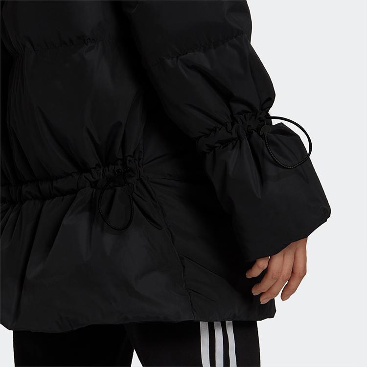 adidas Женская повседневная зимняя пуховая куртка Originals с капюшоном, однотонная, черная GU1782