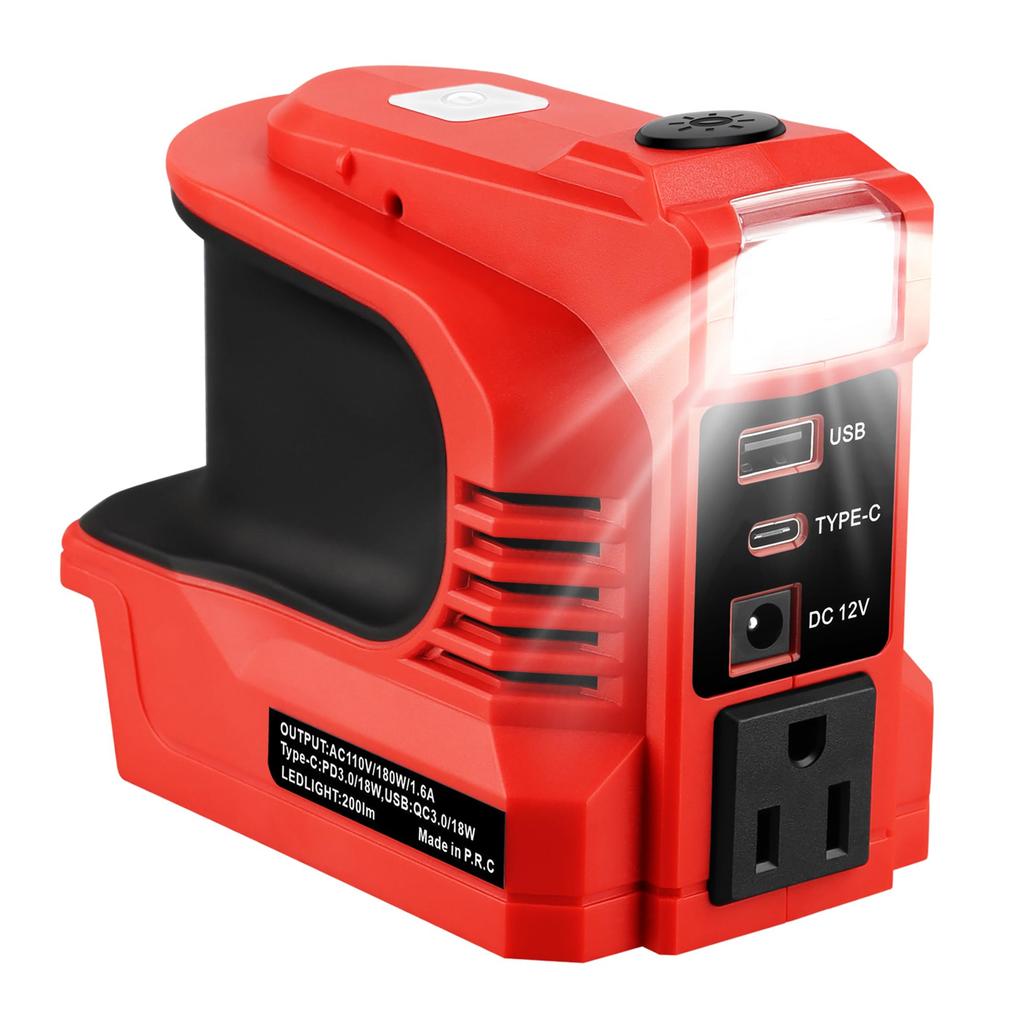 Инвертор аккумулятора 180 Вт со светодиодной подсветкой для аккумуляторов 48 11 1828 48 11 1815 48 11 1840 18 В для кемпинга