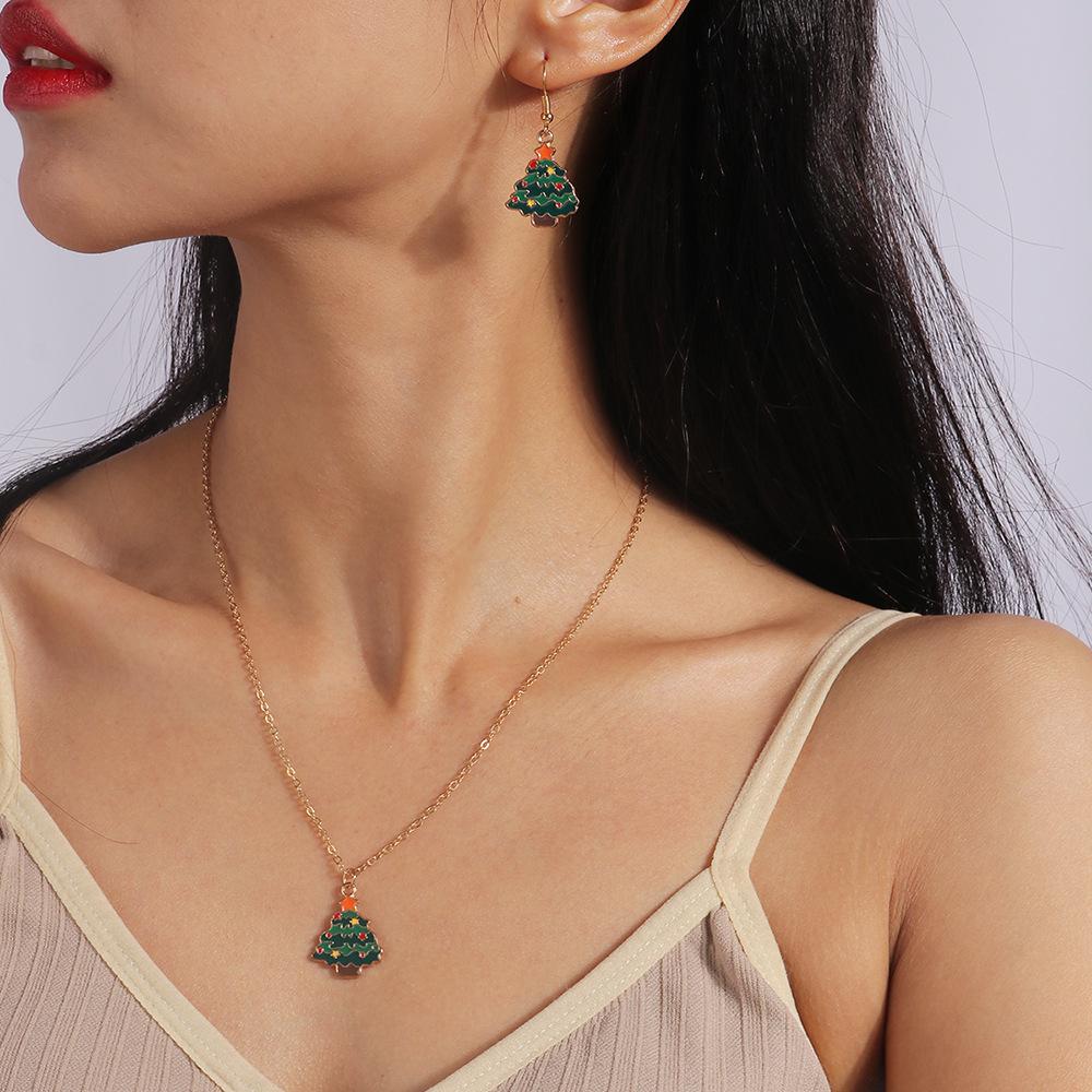 Рождественская елка серьги подвески снеговик женщины леди девушки цепочка ожерелье серьги