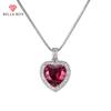 Simulated Ruby Tourmaline Surround Zircon Love Pendant Necklace Women Vintage Accessories Necklace Female Jewelry Gift