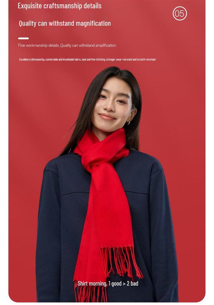 2026 Corporate Event Red Scarf with Custom Logo Embroidery - Anniversary Celebration Shawl