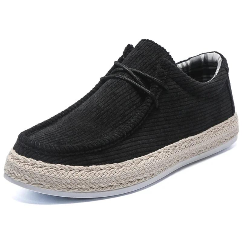 Модная мужская повседневная обувь 2024 года, новые дышащие парусиновые мокасины для мужчин, универсальные удобные мужские туфли для вождения и ходьбы