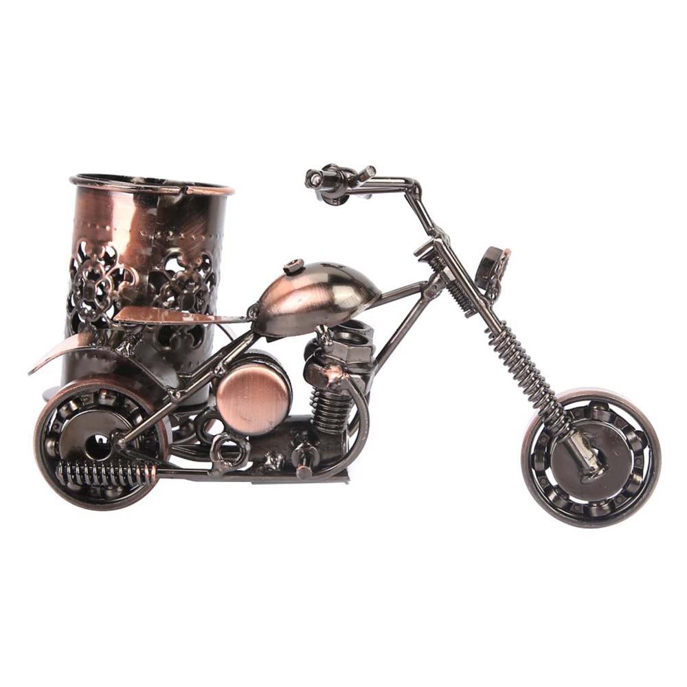 Iron Desk Pen Stand Desktop Organizer Motorcycle Desk Decor Creative Art Storage Home Office