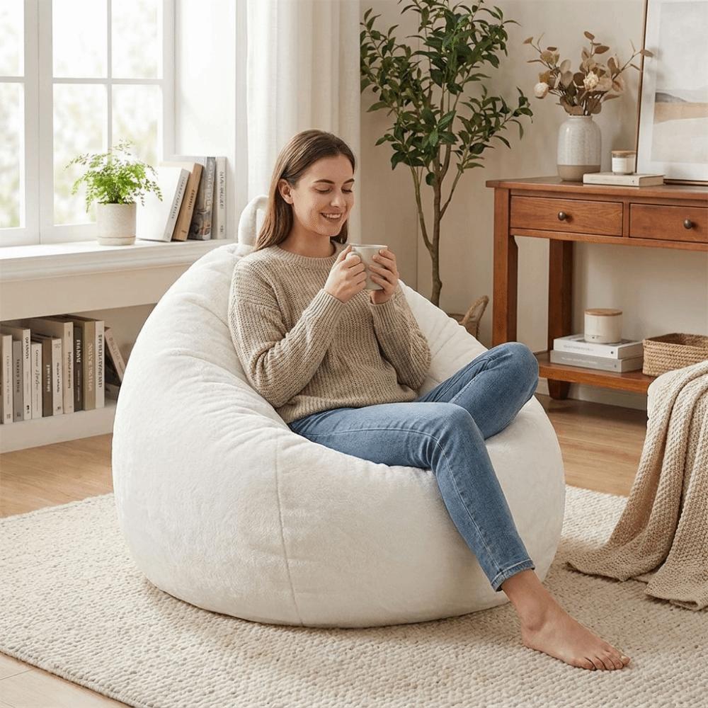 No Filling Bean Bag Chair Cover Washable Lazy Sofa Cover Durable Puff Couch Cover Doll Storage