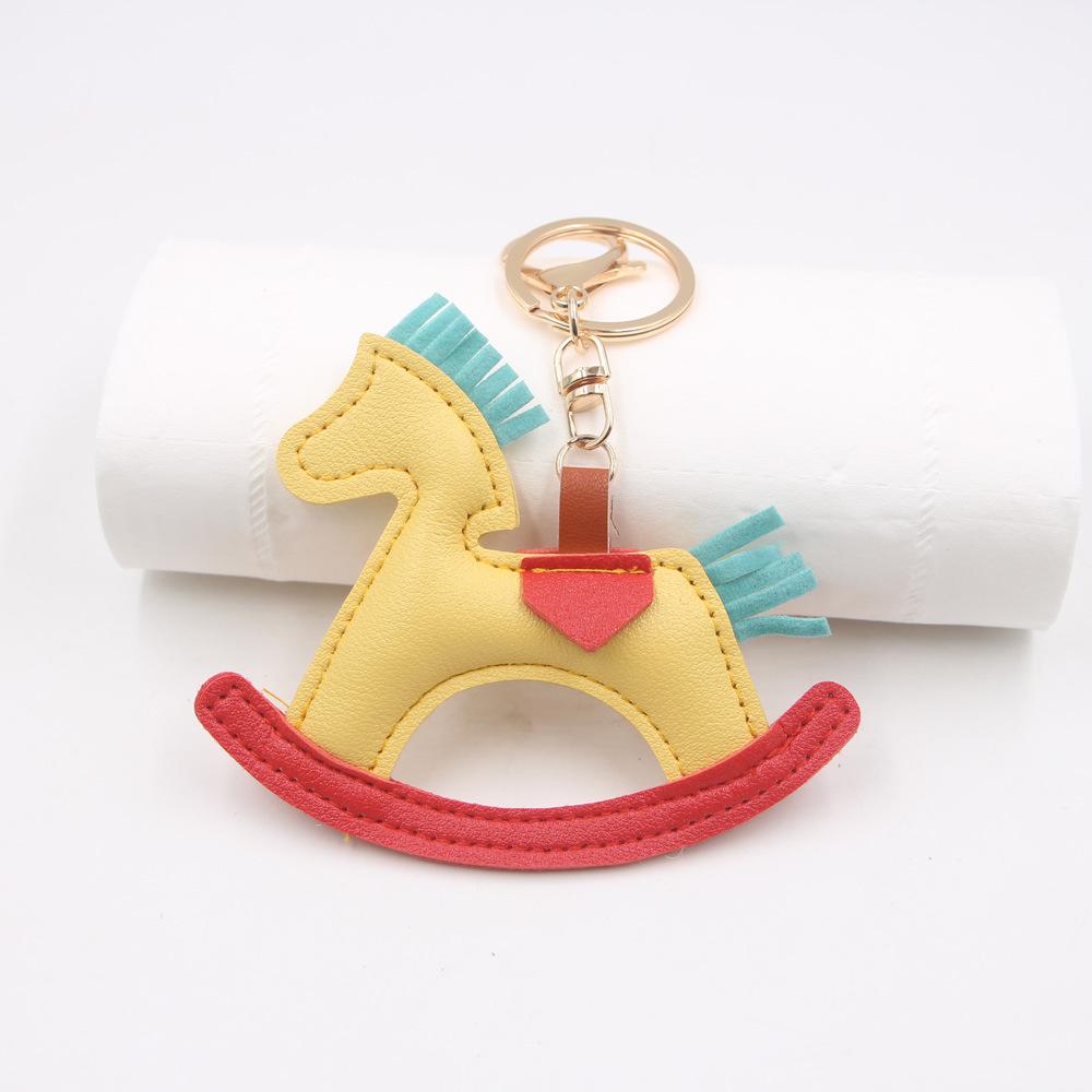 Креативная подвеска на рюкзак в виде качающейся лошади, подвеска для автомобиля, карусель, брелок в виде пони с хлопковым наполнителем, ювелирная цепочка