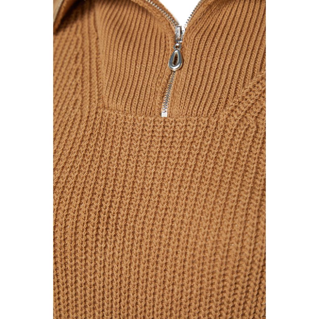 Верблюжий вязаный свитер с застежкой-молнией Tctaw24ak00137
