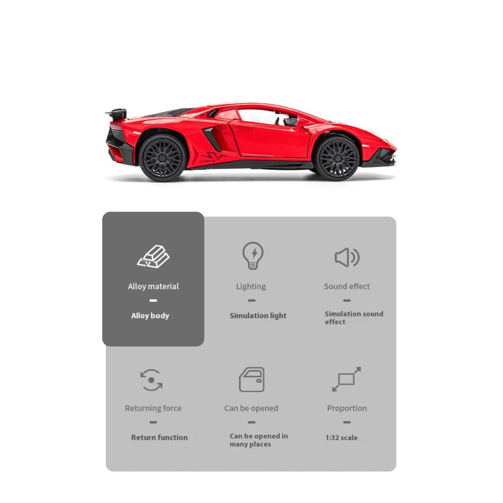 Спортивная модель Lamborghini LP750, масштаб 1/32, из сплава, с детализированным салоном, крутыми световыми и звуковыми эффектами, изысканное настольное украшение