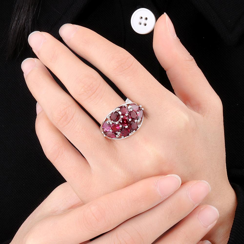 Модный дизайн, натуральный родолит, гранат, женское кольцо из стерлингового серебра 925 пробы, ювелирные изделия, подарок на юбилей, банкет