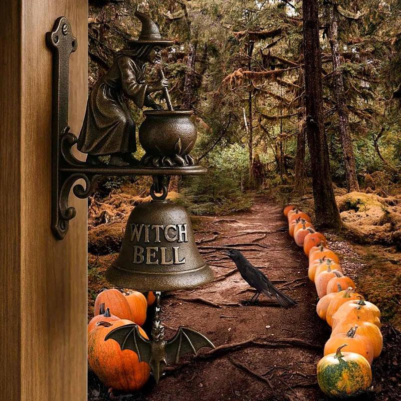 Винтажный дверной звонок ведьмы – Сплав Хэллоуин Защита Подвески на дверь Колокольчик с ведьмой