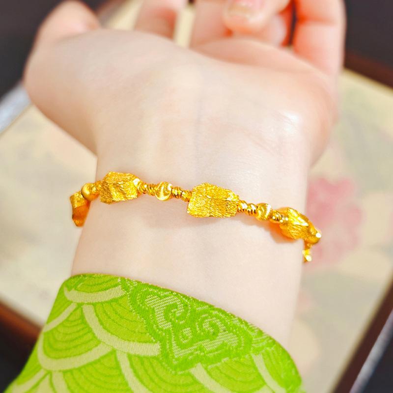 Broken Gold Ball Striped Bracelet, New Chinese Retro Guochao Bracelet, Light Luxury and Versatile Temperament Jewelry