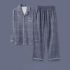 Men's Spring and Autumn Cotton Two-piece Pajamas Set  Pajamas Homewear Large Size Thin Section of Autumn and Winter Leisure Homewear