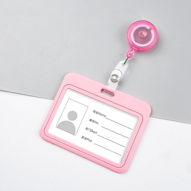 1PCS Plastic Card Cover Bags Women Men Student Bus Card Retractable Pull Badge Holder Business Credit Cards Bank ID Card Case