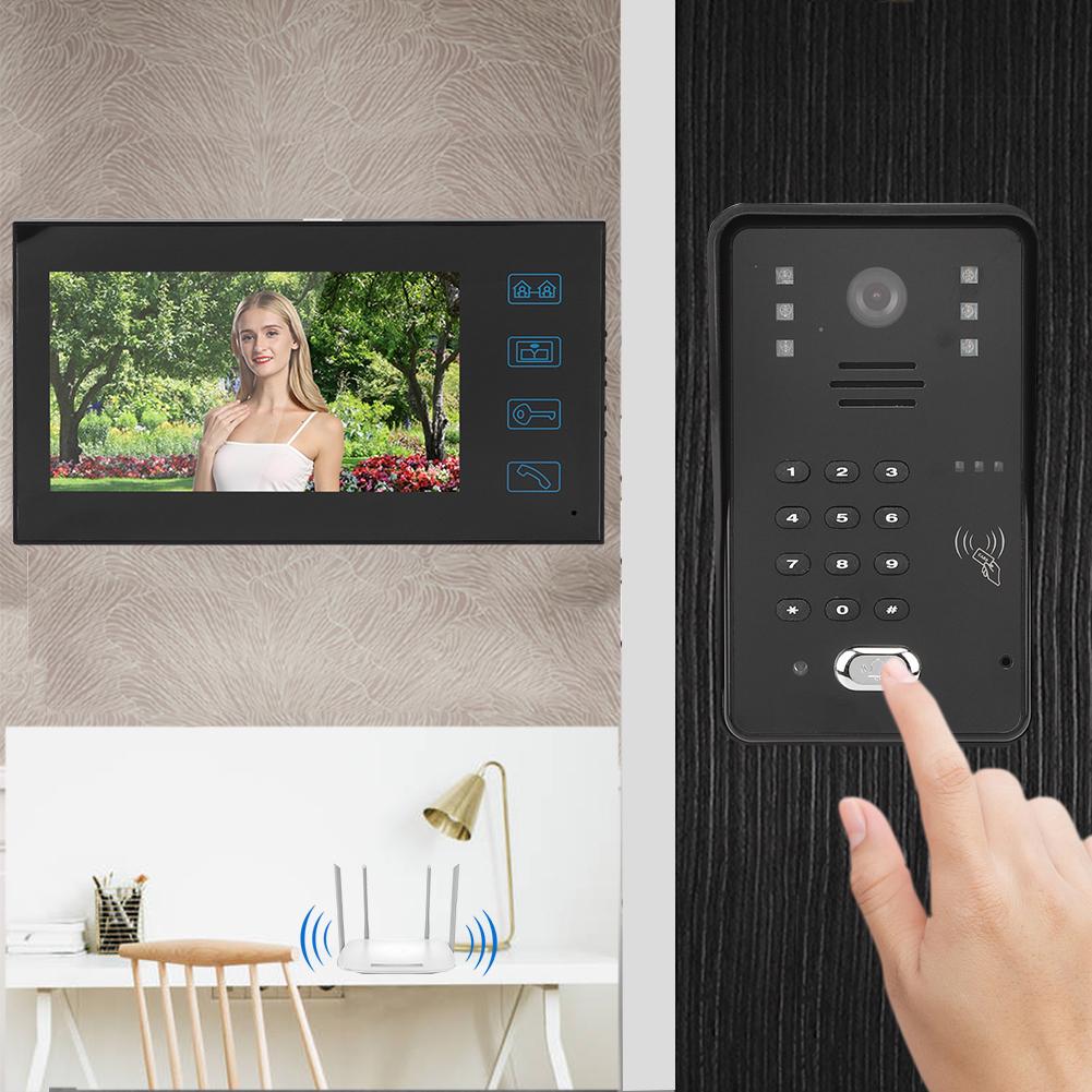 7-дюймовый TFT LCD дверной звонок с дистанционным управлением, паролем, картой, видеодомофоном, водонепроницаемым домофоном