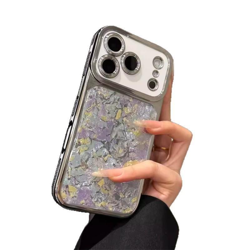 Чехол для телефона с гальваническим покрытием и узором «Ракушка» для iPhone 17 Pro — Совместим с кнопкой камеры Apple 16 Pro, моделями 15 Pro и 14 P.