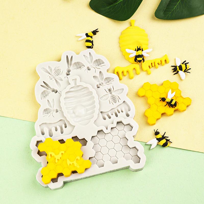 Силиконовая форма Honeybee Honeycomb 3D Beehive Bee Fondant для украшения торта, шоколадные инструменты, кухонные принадлежности для детского душа, дня рождения
