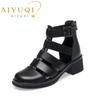 Fashion AIYUQI Women Sandals Summer 2025 New Genuine Leather Ladies Sandals Closure Braided Gladiator Non-Slip Casual Sandals Women