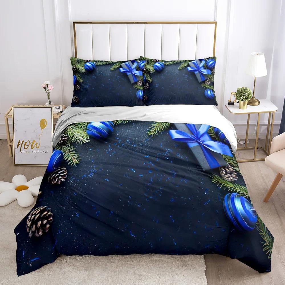 Chirstmas Duvet Cover KidS Bedroom 3D Cartoon Merry Chirstmas Twin Bedding Collection Polyester Santa Claus Happy New Year Quilt Cover