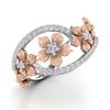 Zhenrong Women's 18K Rose Gold Flower Ring with European & American Color Separation Design
