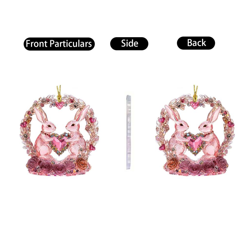 Valentine's Day Swan Bunny 2D Flat Acrylic Keychain Car Rearview Mirror Accessories Backpack Pendant