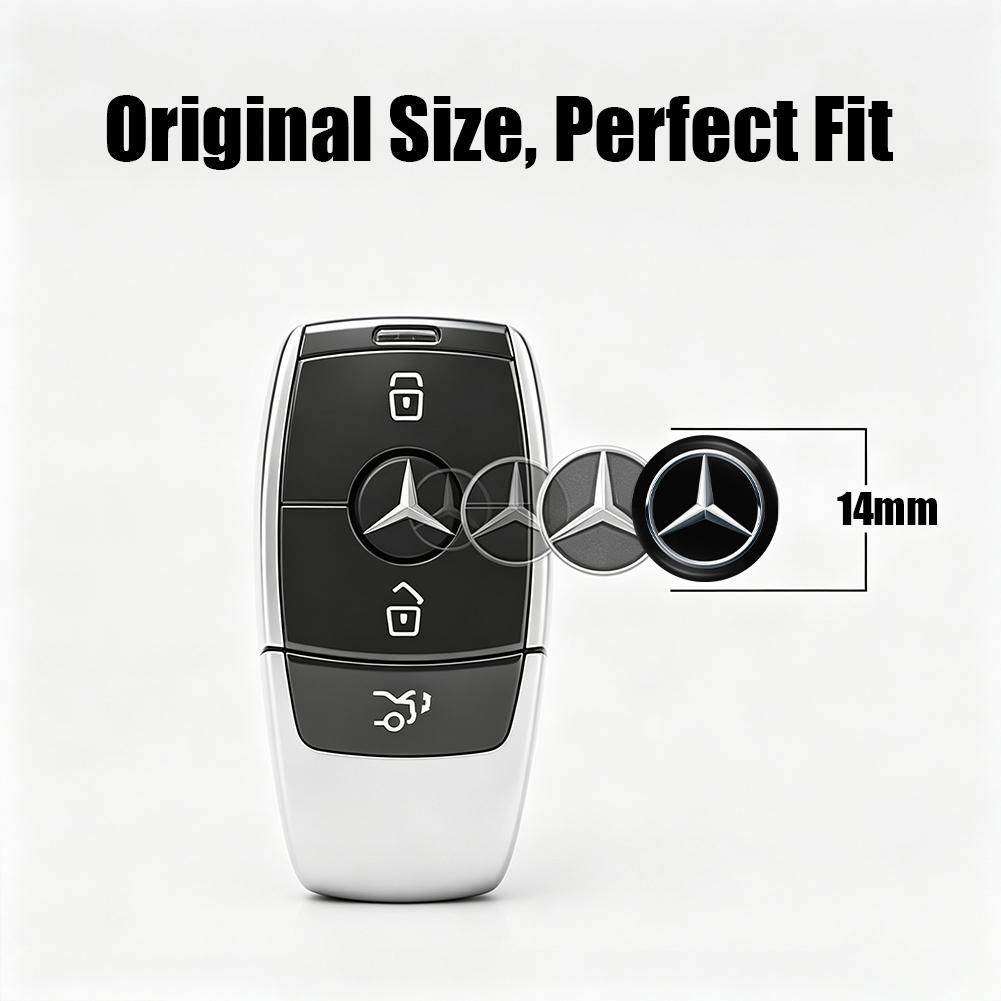 MEA4 14mm Car Key 3D Aluminum Logo Replacement Sticker Accessories For Mercedes-Benz GLC X253 X254 C-Class W205 W206 A-Class W177 GLA
