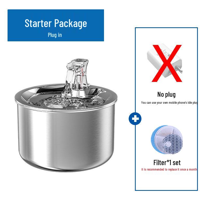 304 Stainless Steel Cat & Dog Water Fountain Bowl with Continuous Circulation