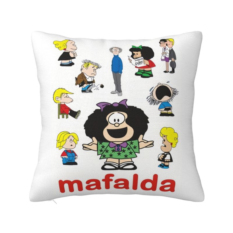 Custom Luxury Mafalda Kawaii Vintage Quino Comic Cartoon Mang Anime Cushion Cover for Sofa Polyester Throw Pillow Case Living