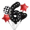 Racing Theme Digital Black Aluminum Film Balloons Birthday Set for Children, Red Star Set