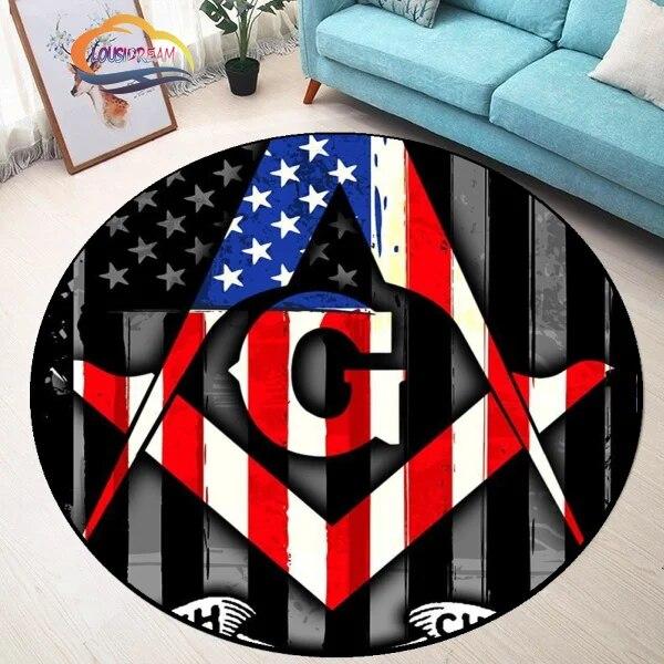 Masonic Round Carpet Freemasonry Non-slip Rug Freemason Living Room Large All Seeing Eye S Tea Table or Chair Mat
