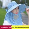 Women's Anti-UV Dual-Use Sun Hat with Face Shield for Summer Tea Picking, Riding, and Working
