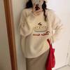 Женский вязаный свитер с ручной вышивкой, с круглым вырезом, новый, осенне-зимний, в стиле ленивого ветра, мягкий, восковой, свободный пуловер