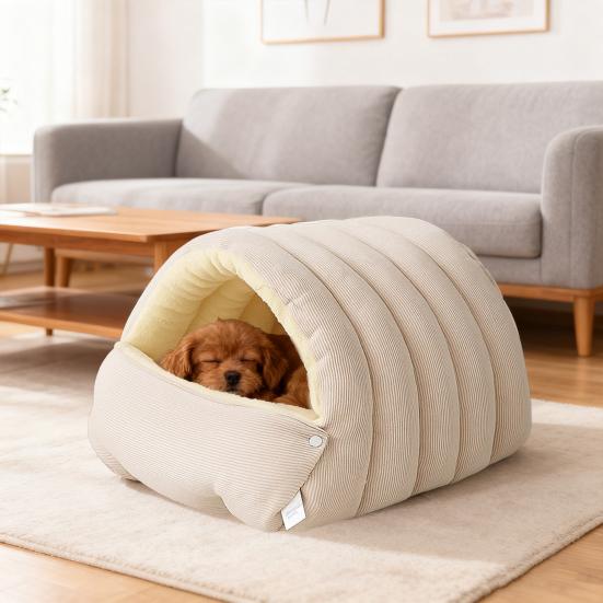 Съемная Моющаяся Зимняя Закрытая Кошачья Кровать Мягкая Хлопковая Уютная Кошачья Кровать Пещера Складной Толстый Домик для Сна Питомца для Кошек Маленьких Собак