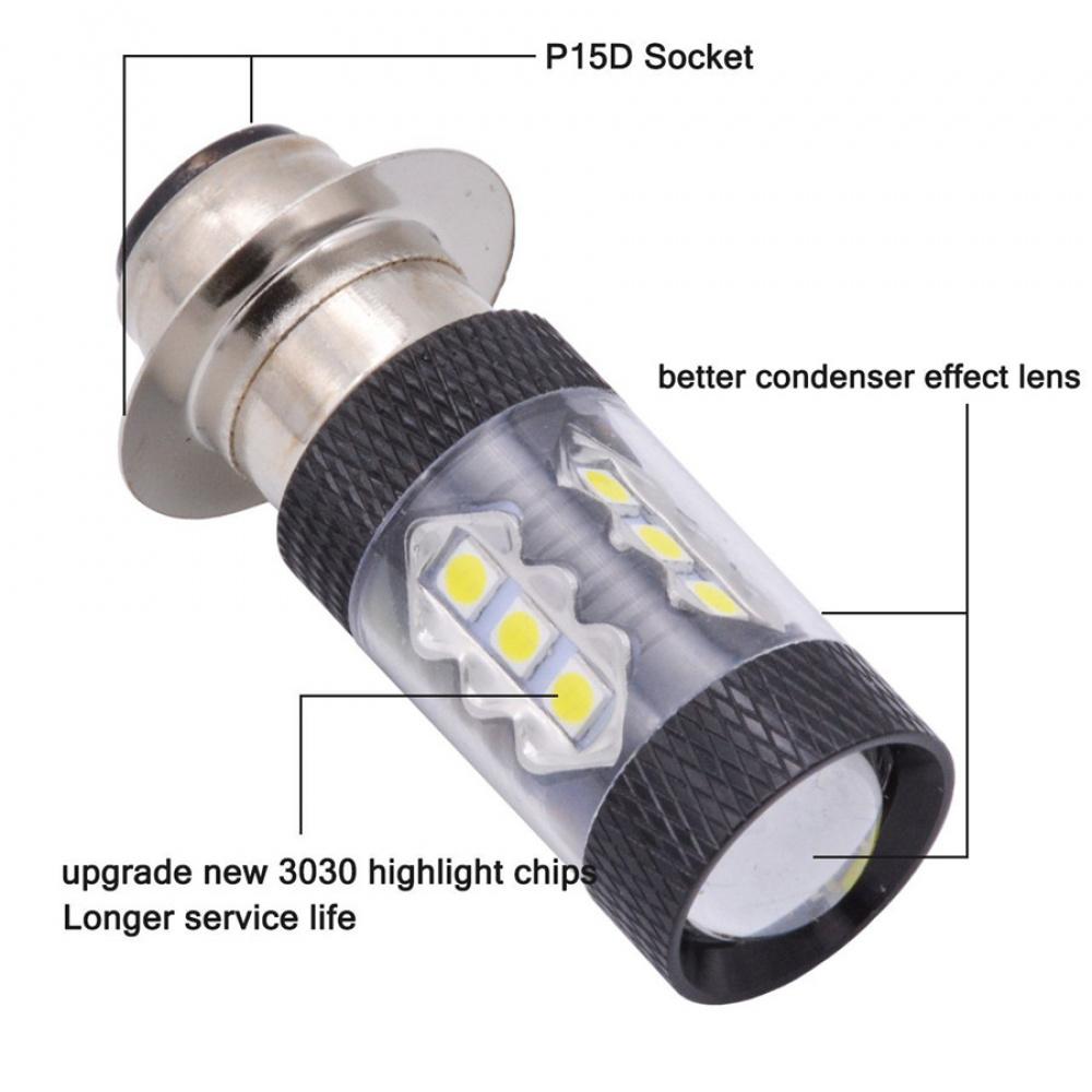 Пара светодиодных фар и противотуманных фар для мотоцикла, лампы, bulbs, проектор, 6500K, высокая мощность