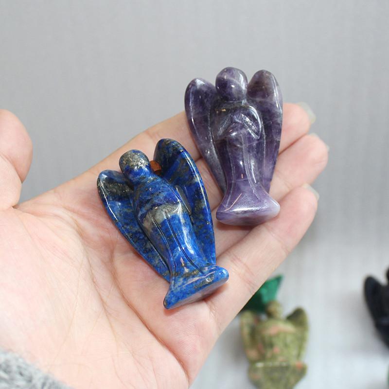 Unique Natural Gemstone Healing Crystal Carved Pocket Guardian Angel Perfect Home Decor Gift