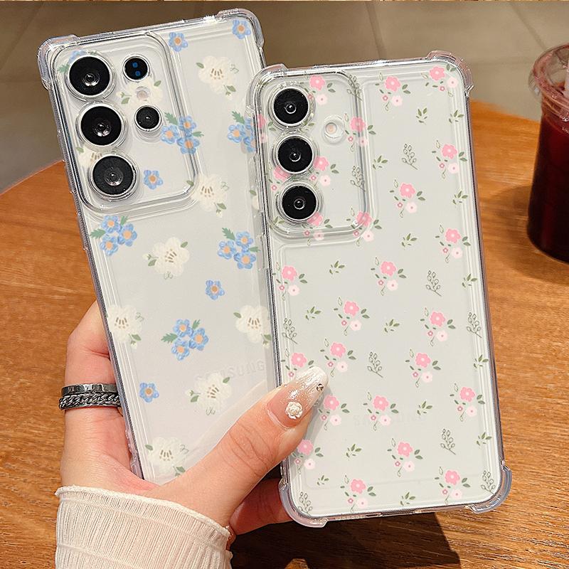 Чехол для телефона с узором из разноцветных цветов для Samsung Galaxy S26 S25 S24 S23 Ultra S22 Plus S21 S24 S25 FE Прозрачный Ударопрочный Мягкий Чехол